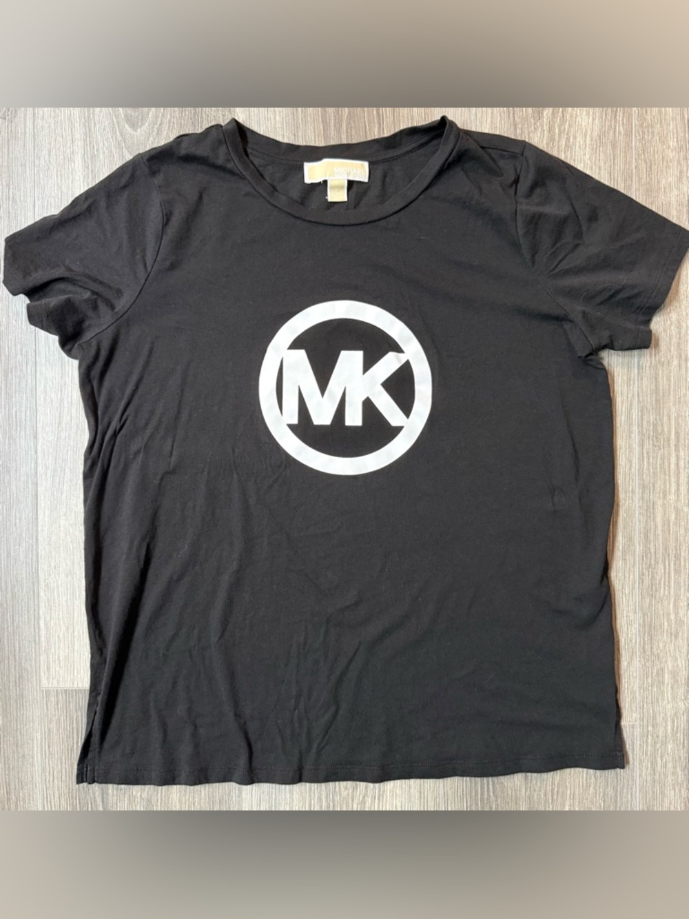 Michael Kors Black Tshirt MK White Logo Large Women’s